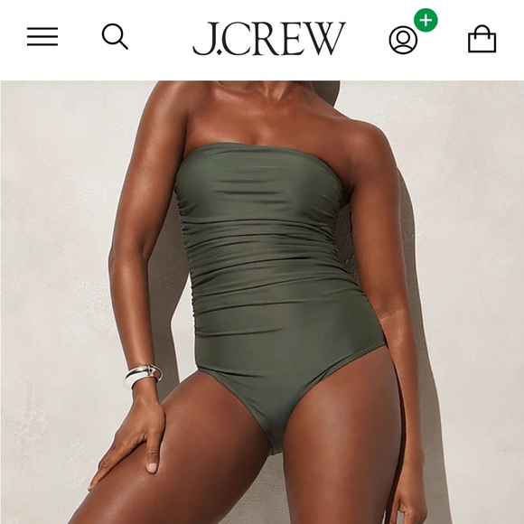 COPY - NWT J. CREW Ruched Bandeau One Piece Swimsuit Safari 8 Olive Green Strap… - Picture 5 of 16